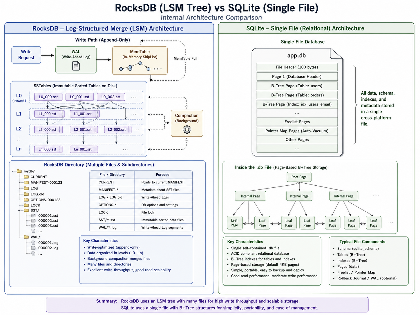RocksDB vs SQLite Architecture