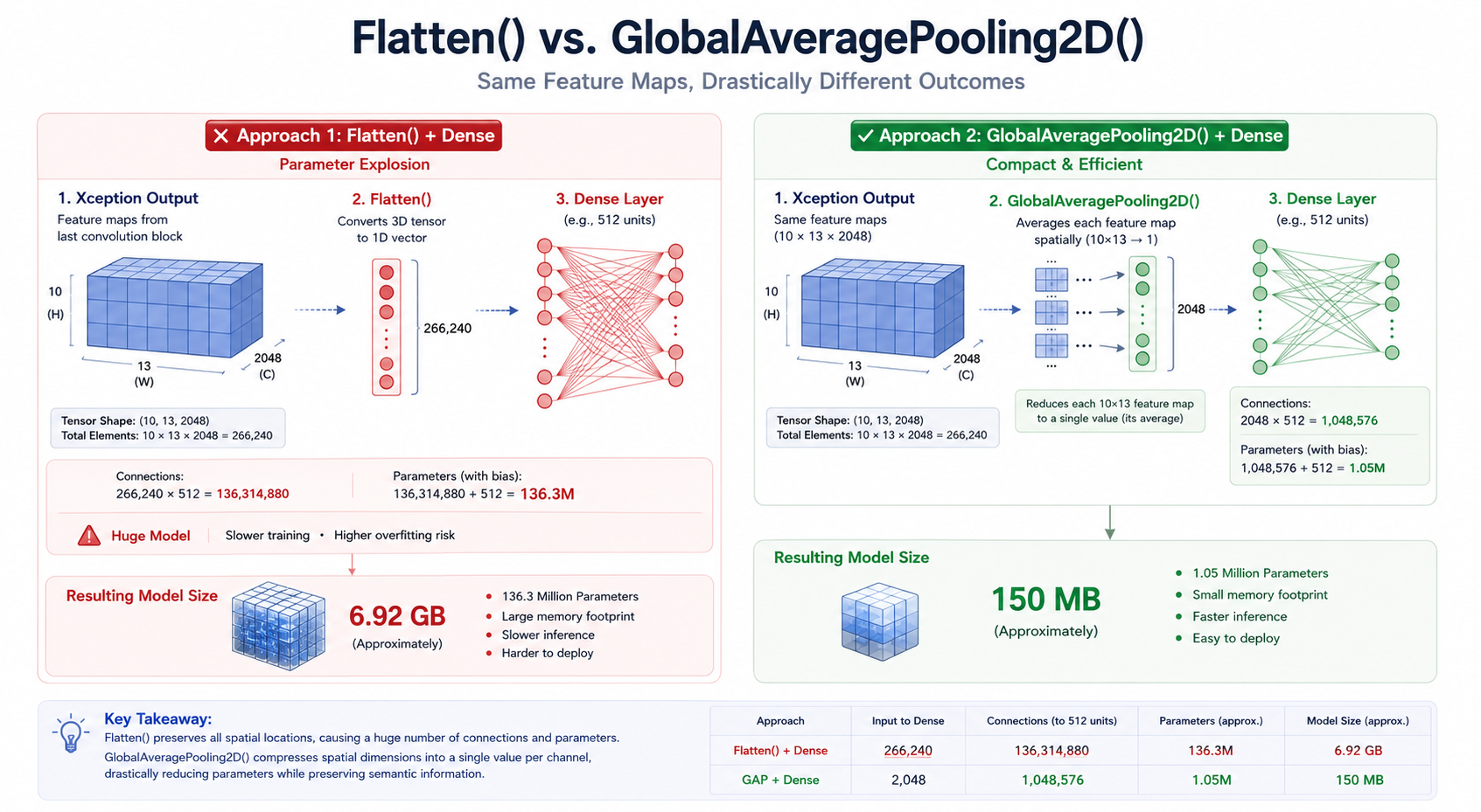Flatten vs GlobalAveragePooling